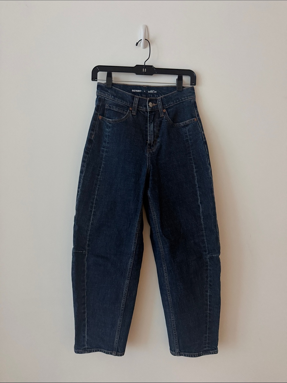 Old Navy High Rise Barrel Leg Dark Wash Jeans Size 0